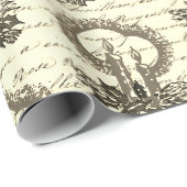 Oude Kerstmis Goud Beige Hulst Kaars Script Cadeaupapier (Rol Hoek)