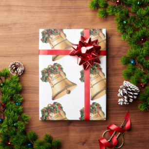 Oude Kerstmis Gouden Bellen, Kerstgroeten Cadeaupapier