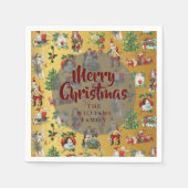 Oude Kerstmis Gouden Familienaam Servet (Voorkant)