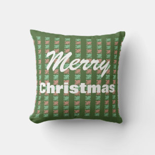 Oude Kerstmis groen geruit Kussen
