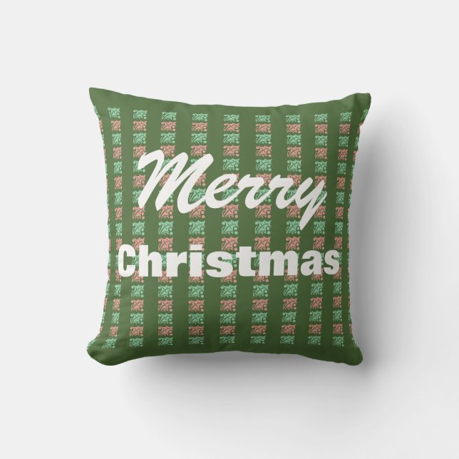 Oude Kerstmis groen geruit Kussen (Voorkant)