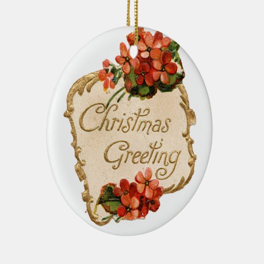 Oude kerstmis, groet keramisch ornament (Rechts)