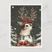 Oude Kerstmis Herten Briefkaart (Voorkant)