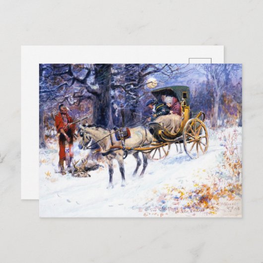 Oude Kerstmis in New England (door Charles Russell Briefkaart (Voorkant / Achterkant)