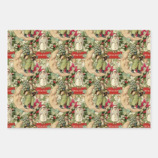 Oude kerstmis inpakpapier vel (Voorkant 2)