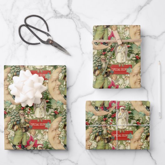 Oude kerstmis inpakpapier vel (Voorkant)