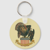Oude Kerstmis kalkoen, adelaar, Amerikaanse vlag Sleutelhanger (Achterkant)