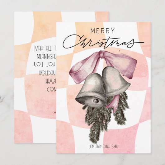 Oude Kerstmis Kerstbellen Strikken Kerstmis Feestdagenkaart (Voorkant / Achterkant)