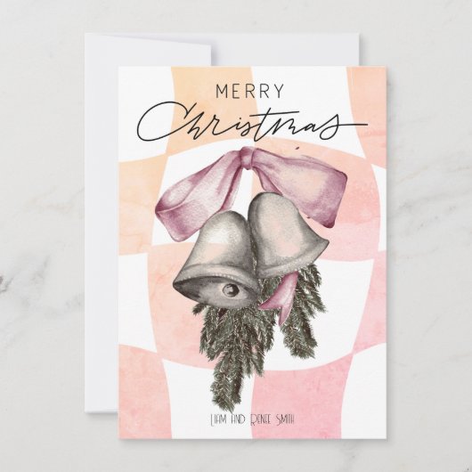 Oude Kerstmis Kerstklokken Bogen Kerstmis Feestdagenkaart (Voorkant)