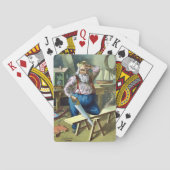 Oude Kerstmis, Kerstman Bouwt Speelgoed Zaag Pokerkaarten (Achterkant)
