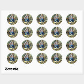 Oude Kerstmis, Kerstman Bouwt Speelgoed Zaag Ronde Sticker (Vel)