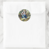 Oude Kerstmis, Kerstman Bouwt Speelgoed Zaag Ronde Sticker (Tas)