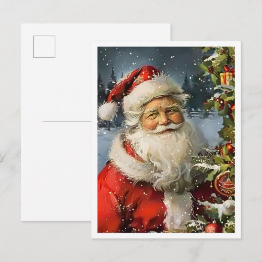 Oude Kerstmis Kerstman Briefkaart (Voorkant / Achterkant)