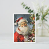Oude Kerstmis Kerstman Briefkaart (Staand voorkant)