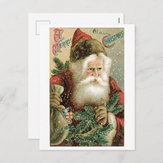 Oude Kerstmis, Kerstman Feestdagenkaart (Voorkant / Achterkant)