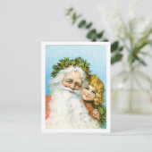 Oude Kerstmis, Kerstman Feestdagenkaart (Staand voorkant)