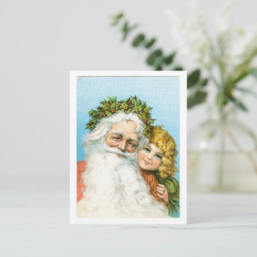 Oude Kerstmis, Kerstman Feestdagenkaart (Staand voorkant)