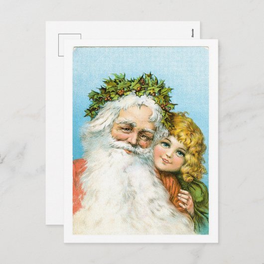 Oude Kerstmis, Kerstman Feestdagenkaart (Voorkant / Achterkant)