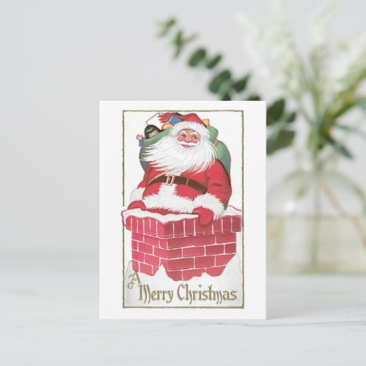 Oude Kerstmis, Kerstman Feestdagenkaart (Staand voorkant)