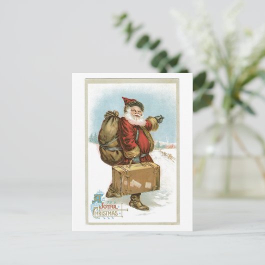 Oude Kerstmis, Kerstman Feestdagenkaart (Staand voorkant)