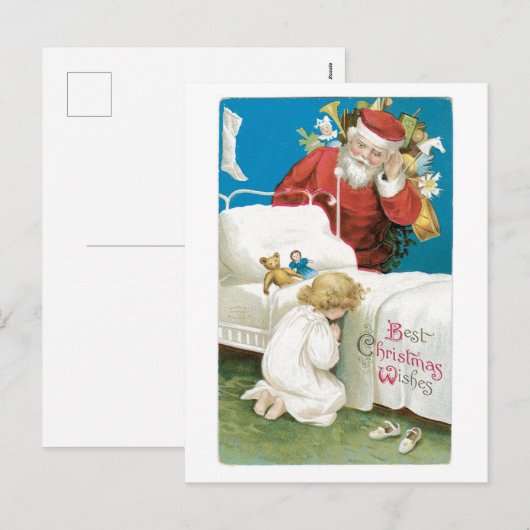 Oude Kerstmis, Kerstman Feestdagenkaart (Voorkant / Achterkant)