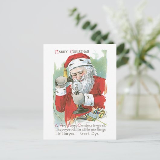 Oude Kerstmis, Kerstman Feestdagenkaart (Staand voorkant)