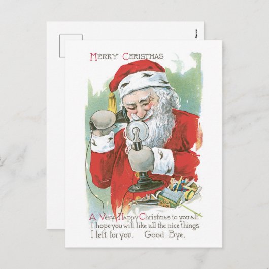 Oude Kerstmis, Kerstman Feestdagenkaart (Voorkant / Achterkant)