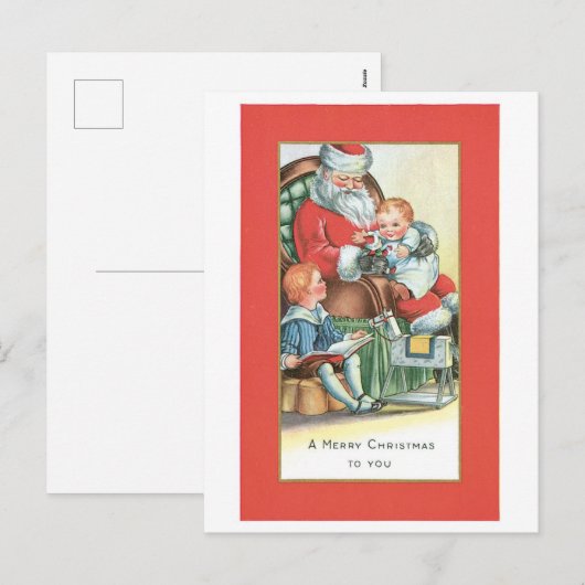 Oude Kerstmis, Kerstman Feestdagenkaart (Voorkant / Achterkant)