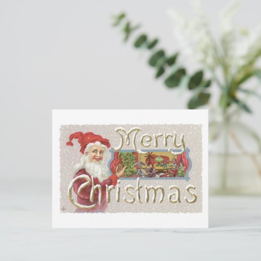 Oude Kerstmis, Kerstman Feestdagenkaart (Staand voorkant)