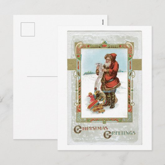 Oude Kerstmis, Kerstman Feestdagenkaart (Voorkant / Achterkant)