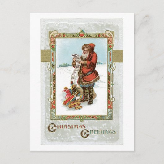 Oude Kerstmis, Kerstman Feestdagenkaart (Voorkant)