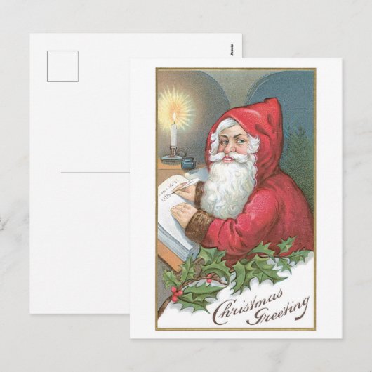 Oude Kerstmis, Kerstman Feestdagenkaart (Voorkant / Achterkant)