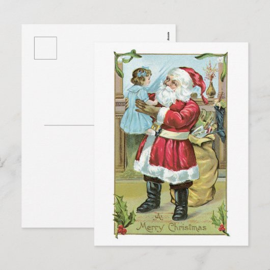 Oude Kerstmis, Kerstman Feestdagenkaart (Voorkant / Achterkant)