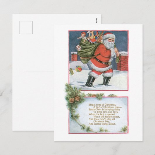 Oude Kerstmis, Kerstman Feestdagenkaart (Voorkant / Achterkant)