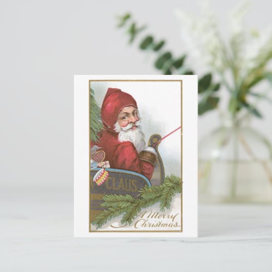 Oude Kerstmis, Kerstman Feestdagenkaart (Staand voorkant)