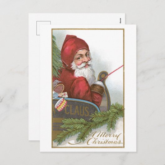 Oude Kerstmis, Kerstman Feestdagenkaart (Voorkant / Achterkant)
