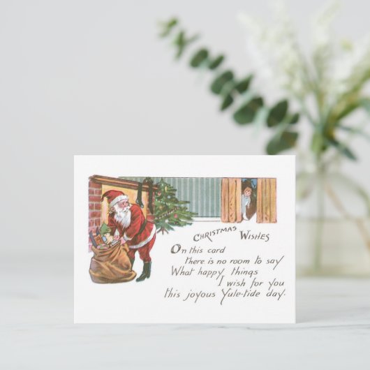 Oude Kerstmis, Kerstman Feestdagenkaart (Staand voorkant)