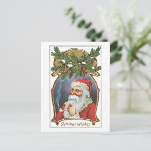 Oude Kerstmis, Kerstman Feestdagenkaart (Staand voorkant)