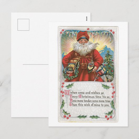 Oude Kerstmis, Kerstman Feestdagenkaart (Voorkant / Achterkant)
