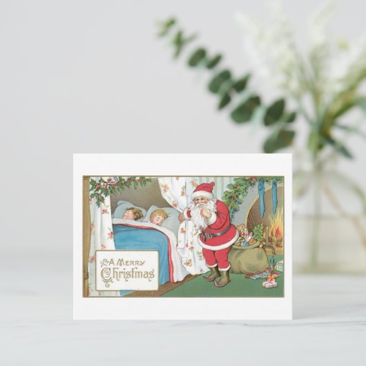 Oude Kerstmis, Kerstman Feestdagenkaart (Staand voorkant)