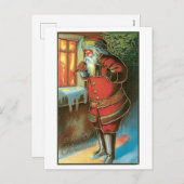 Oude Kerstmis, Kerstman Feestdagenkaart (Voorkant / Achterkant)