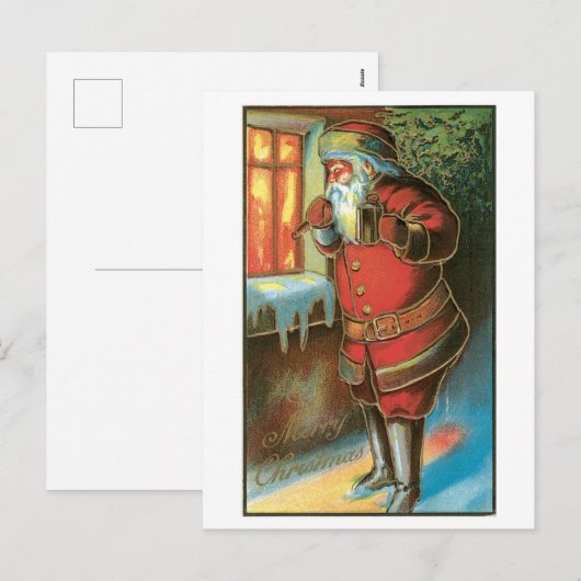 Oude Kerstmis, Kerstman Feestdagenkaart (Voorkant / Achterkant)