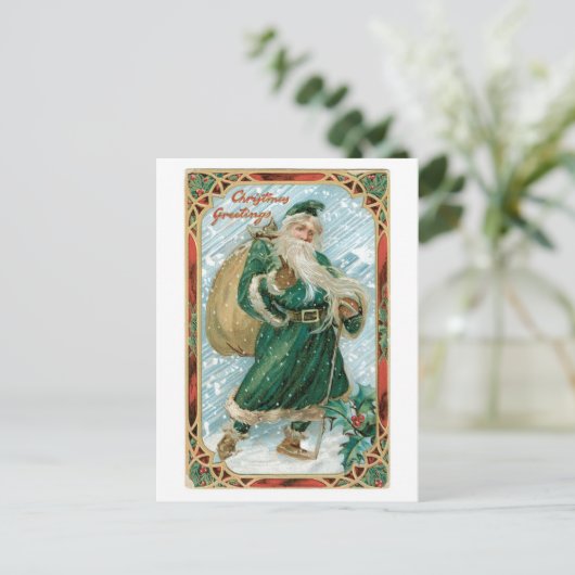 Oude Kerstmis, Kerstman Feestdagenkaart (Staand voorkant)