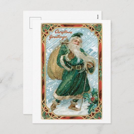 Oude Kerstmis, Kerstman Feestdagenkaart (Voorkant / Achterkant)