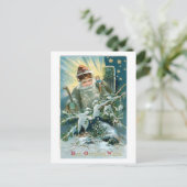 Oude Kerstmis, Kerstman Feestdagenkaart (Staand voorkant)