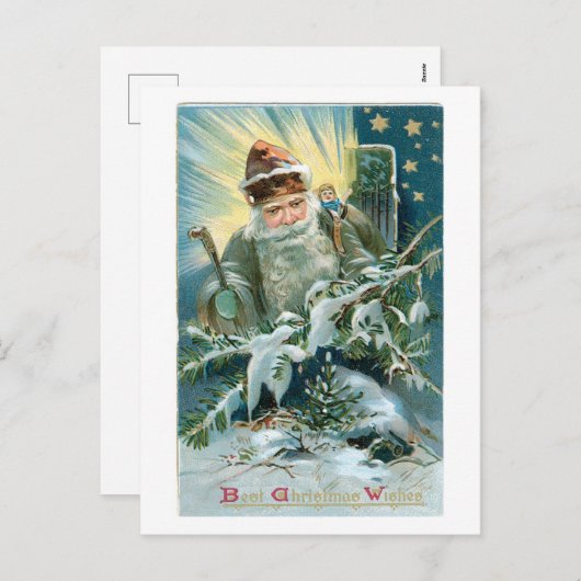 Oude Kerstmis, Kerstman Feestdagenkaart (Voorkant / Achterkant)