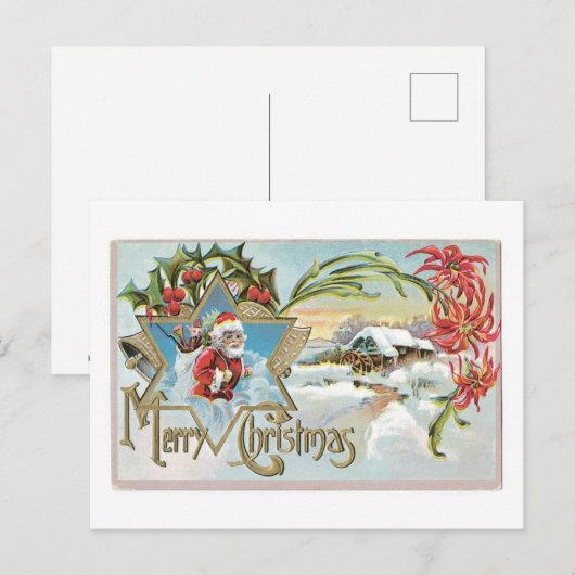 Oude Kerstmis, Kerstman Feestdagenkaart (Voorkant / Achterkant)