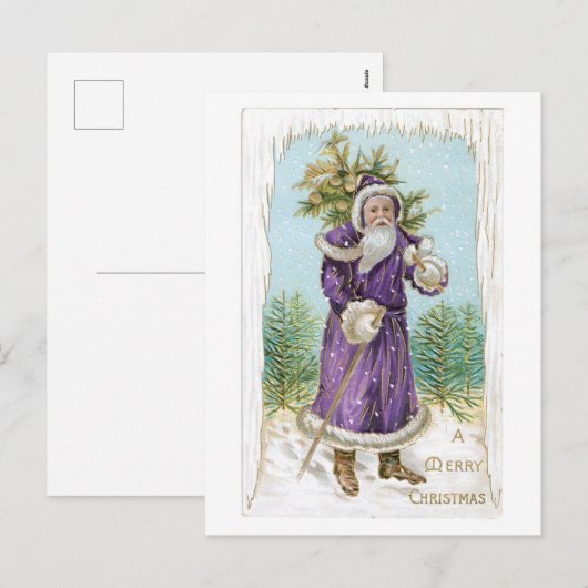 Oude Kerstmis, Kerstman Feestdagenkaart (Voorkant / Achterkant)