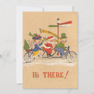 Oude Kerstmis, Kerstman Fiets Uitnodiging