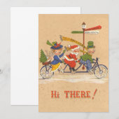 Oude Kerstmis, Kerstman Fiets Uitnodiging (Voorkant / Achterkant)